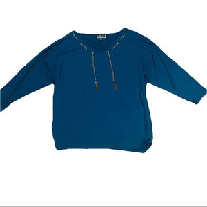 Women's JM Collection Teal Long Sleeve Top Size L